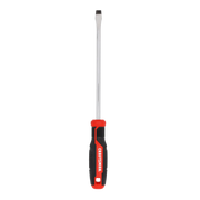 Photo of Craftsman flat head screwdriver CMHT65166, red and black handle, front angle, white background.