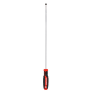 Front view photo of Craftsman flathead screwdriver CMHT65168 with long chrome shaft and black-red handle.