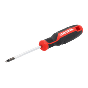 Craftsman Phillips screwdriver CMHT65170, black and red handle, side angle photo on white background.