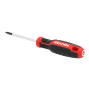 Craftsman Phillips screwdriver CMHT65170, black and red handle, side angle, tool photography.