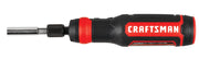 Craftsman ratcheting multi-bit screwdriver CMHT68001 white background beauty shot side view.