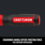 Photo of Craftsman screwdriver ergonomic black and red handle with logo, SKU CMHT68001, side angle.