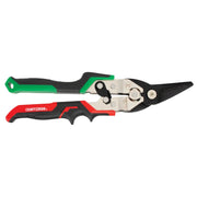 Craftsman CMHT73557 aviation snips with red, green, and black handles, side angle on white background.