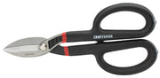 Photo of Craftsman snips with black ergonomic handles, silver blades, SKU CMHT73571, front angle on white background.