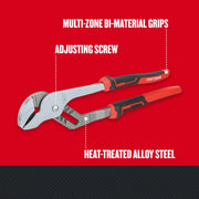 Photo of Craftsman adjustable pliers CMHT81721 with red and black multi-zone grips, angled on white background.