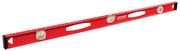 Craftsman red spirit level CMHT82345, front angle, three vials and handle slots on white background.