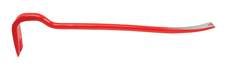 Craftsman red pry bar CMHT82502, side view on white background, steel construction with angled ends.