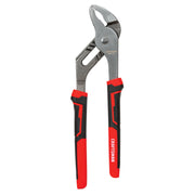 Photo of Craftsman CMHT82547 groove joint pliers with red and black handles, front angle on white background.