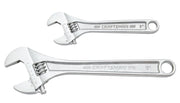 Photo of two silver Craftsman adjustable wrenches, models CMMT12006, 8 inch and 10 inch, side view on white background.