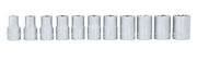 Craftsman CMMT12047 chrome socket set, 10 pieces, front angle on white background.