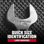Close-up photo of Craftsman wrench with SKU CMMT12052LZ, large size markings, on textured black surface.