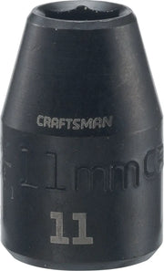 Half inch drive 11 millimeter metric shallow socket.