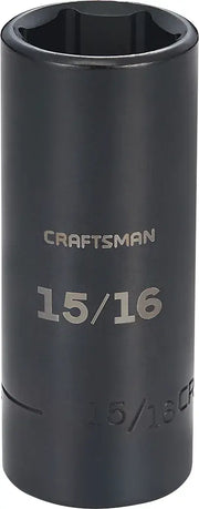 Half inch drive 15 sixteenths inch S A E deep impact socket.
