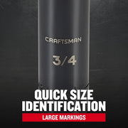Photo of CRAFTSMAN socket with large 3/4 size markings, SKU CMMT16061, graphics category.