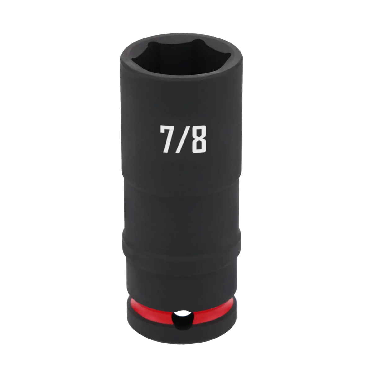 A black Craftsman 7/8 inch deep socket with a red band near the bottom, designed for use with a ratchet or wrench.