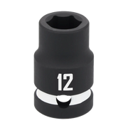 A close-up image of a black CRAFTSMAN socket with the number 12 clearly marked on its side. The socket is cylindrical, with a six-point opening at the top for fitting over bolts or nuts.