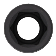 Close-up view of a black circular socket, photographed from above, used in mechanical and automotive applications.