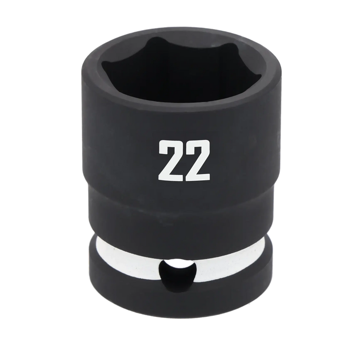 A close-up image of a black Craftsman socket, size 22, used for tightening or loosening bolts and nuts.