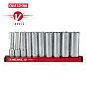 Photo of Craftsman V-Series socket set with holder, chrome finish, front angle, CMMT17515V.
