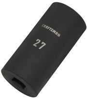 Craftsman 27mm deep impact socket, black finish, side angle, CMMT17901.