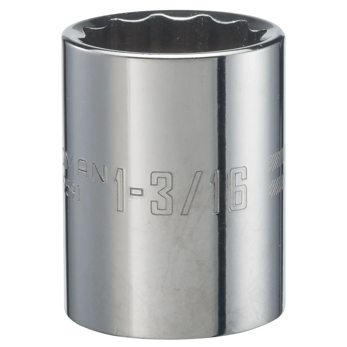 Craftsman chrome socket 1-3/16 inch, deep well, 12-point, front angle, CMMT19591.
