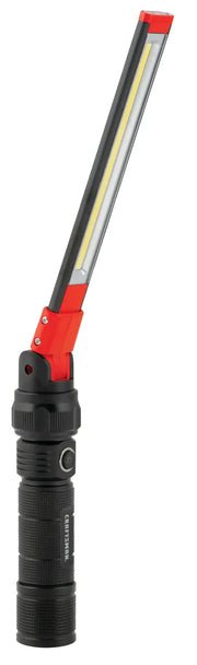 Photo of Craftsman work light CMMT25164, black and red, angled LED bar, white background.