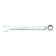 Photo of CRAFTSMAN CMMT42423 12mm ratcheting combination wrench, chrome finish, top view on white background.