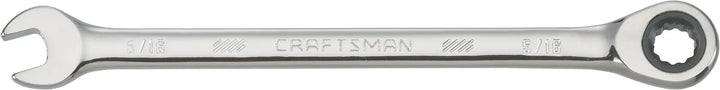 Craftsman CMMT42560 ratcheting combination wrench, silver, 5/16 inch size, side angle on white background.