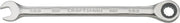 Craftsman CMMT42568 combination ratcheting wrench with open and box ends, silver metal, side view on white background.