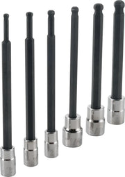 CRAFTSMAN CMMT42606 hex bit socket set, six pieces, chrome and black finish, front angle photo.