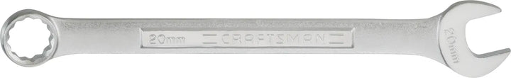 Photo of Craftsman 20mm combination wrench, SKU CMMT42937, silver finish, flat white background, side view.