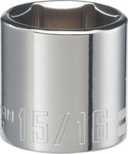 Craftsman 15/16 inch chrome socket, SKU CMMT43020, tool accessory, side angle on white background.