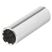 Craftsman chrome deep socket, 12-point design, tool category, angled view, CMMT43313.