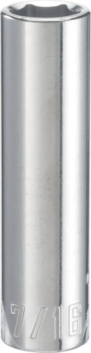 Craftsman CMMT43331 chrome 7/16-inch deep socket, front angle on white background.