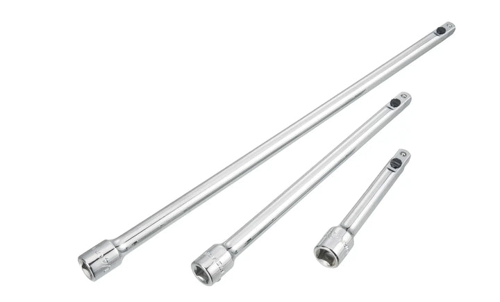 Photo of Craftsman CMMT43345 socket extension bar set, three chrome bars, front angle, against white background.