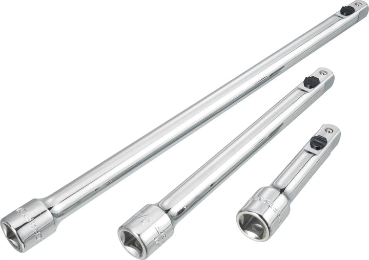 Craftsman CMMT43355 chrome breaker bar set, three pieces, side angle on white background.