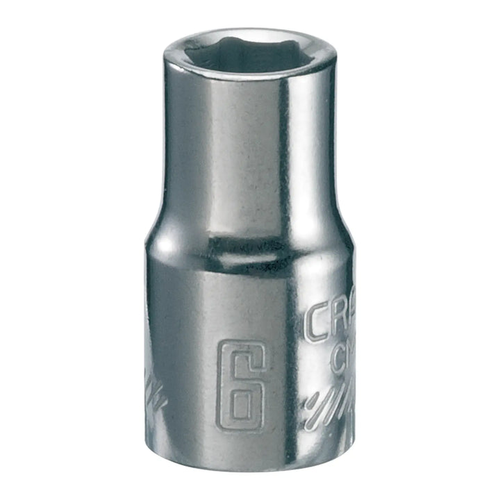 Photo of Craftsman chrome socket, 6mm size, SKU CMMT43502, tool category, front angle on white background.