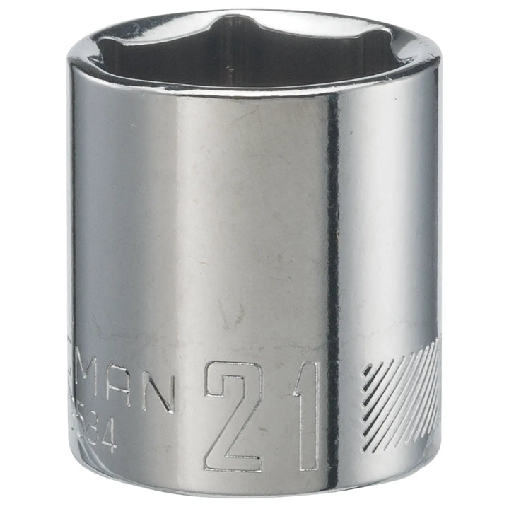 Craftsman chrome socket, SKU CMMT43584, 21mm, product photo on white background