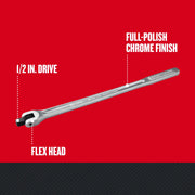 Craftsman breaker bar CMMT44202 with flex head, 1/2 in. drive, full-polish chrome finish on white background.