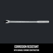 Craftsman breaker bar CMMT44202, silver chrome tool, side angle on white background, corrosion resistant.