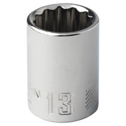 Craftsman chrome 13mm socket, CMMT44304, photographed upright on white background.