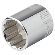 Photo of Craftsman chrome 12-point socket, size 19mm, CMMT44308, shown at an angle on white background.