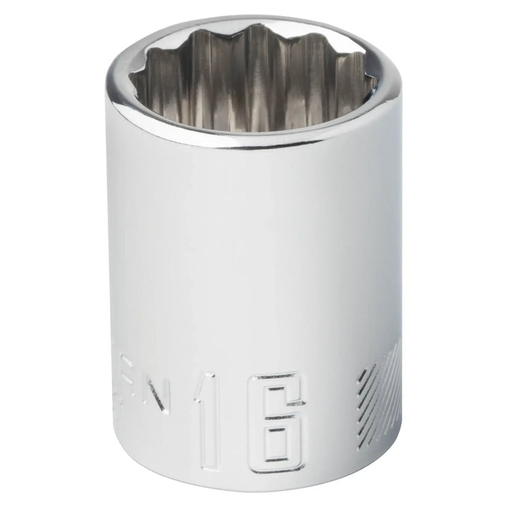Craftsman 16 mm chrome socket, model CMMT44311, shown upright on white background.