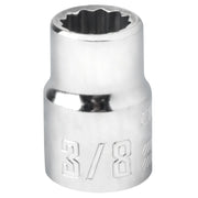 CRAFTSMAN CMMT44331 chrome 3/8 inch drive socket, front angle on white background.