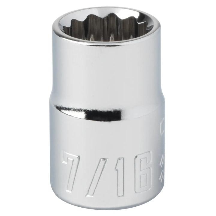 CRAFTSMAN 7/16-inch chrome socket, front view, CMMT44332.