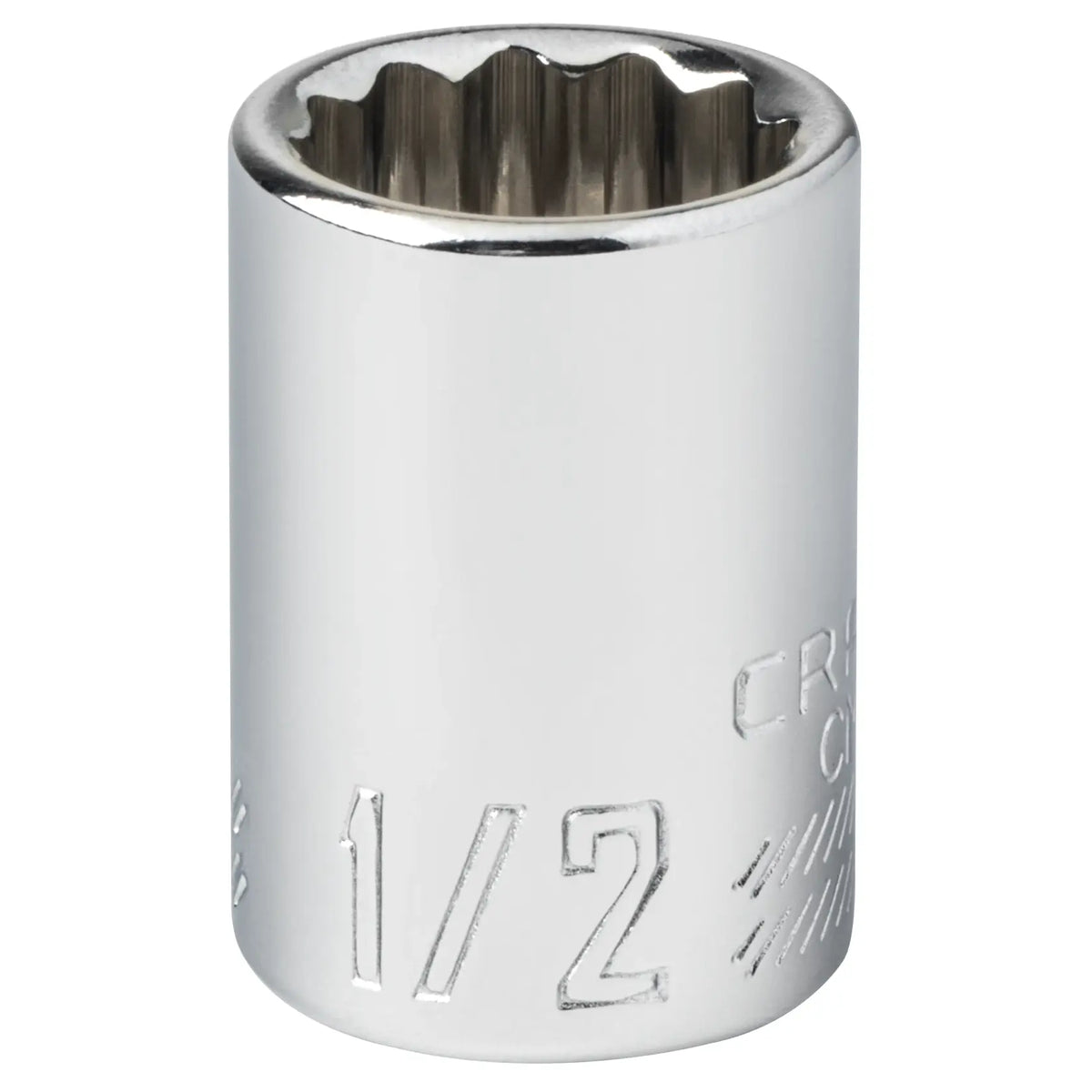 Craftsman chrome socket, 1/2 inch size, CMMT44333, shown upright on white background.