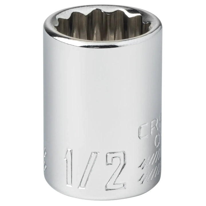 Craftsman chrome socket, 1/2 inch size, CMMT44333, shown upright on white background.