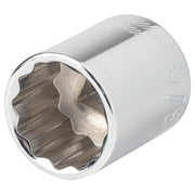 Photo of Craftsman chrome 12-point socket, model CMMT44337, close-up on white background.