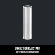 Photo of CRAFTSMAN chrome socket, model CMMT44407, corrosion resistant with full-polish finish, front angle.