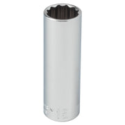 Craftsman CMMT44419 chrome deep socket, 15mm size, shown upright on white background.